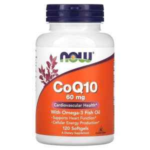 NOW, CoQ10 With Omega-3 60 мг