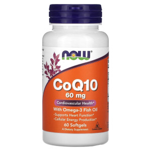 NOW, CoQ10 With Omega-3 60 мг