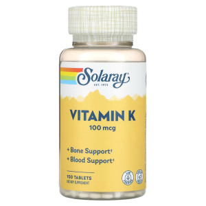 Solaray, Vitamin K 100 ΠΌΠΊΠ³, 100 ΡΠ°Π±Π» (100 ΠΏΠΎΡΡΠΈΠΉ)