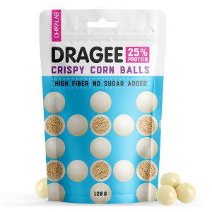 CHIKALAB, Кукурузные шарики в белом шоколаде, 120 г