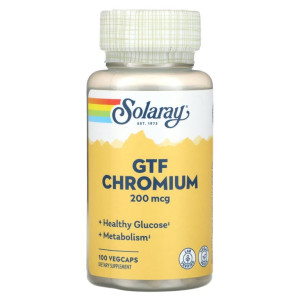 Solaray, GTF Chromium 200 мкг, 100 капс
